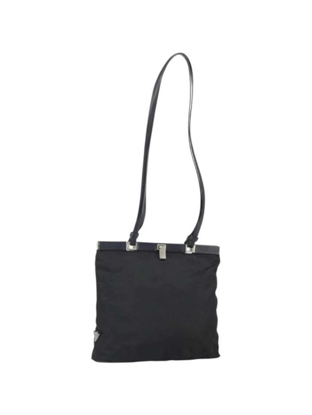 PRADA Shoulder Bag Nylon Black Silver